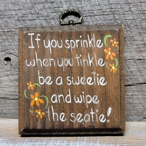 Vintage Funny Wooden Bathroom Sign